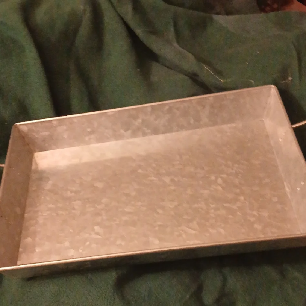 Rustic Galvanized Vanity Tray with Wooden Handles free shipping